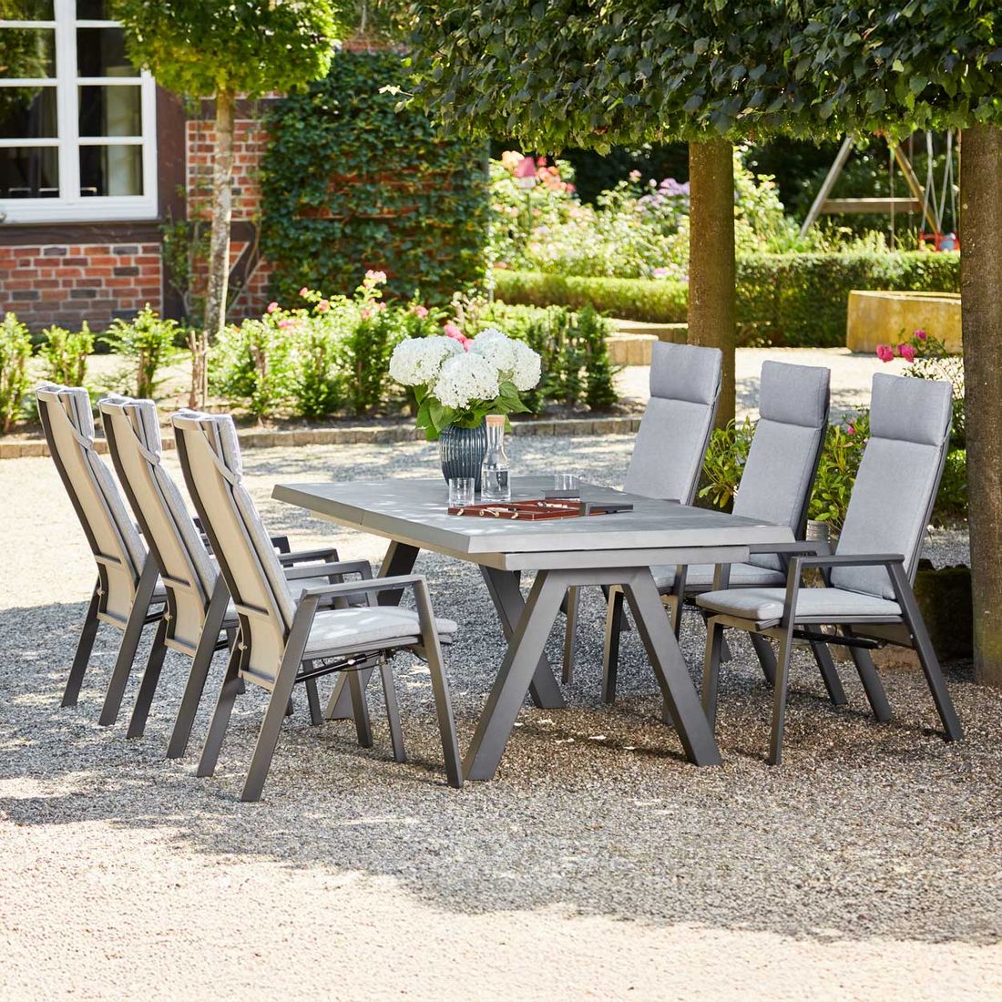 Siena Garden Valencia Gartenmöbel-Set L verstellbar (6 Plätze) Tisch 200/260x100cm