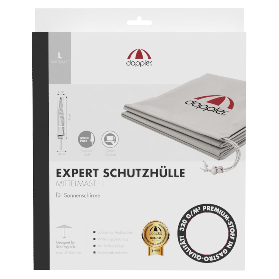 Doppler Expert Mittelstockschirm Schutzhülle für 300x200 / bis Ø350cm