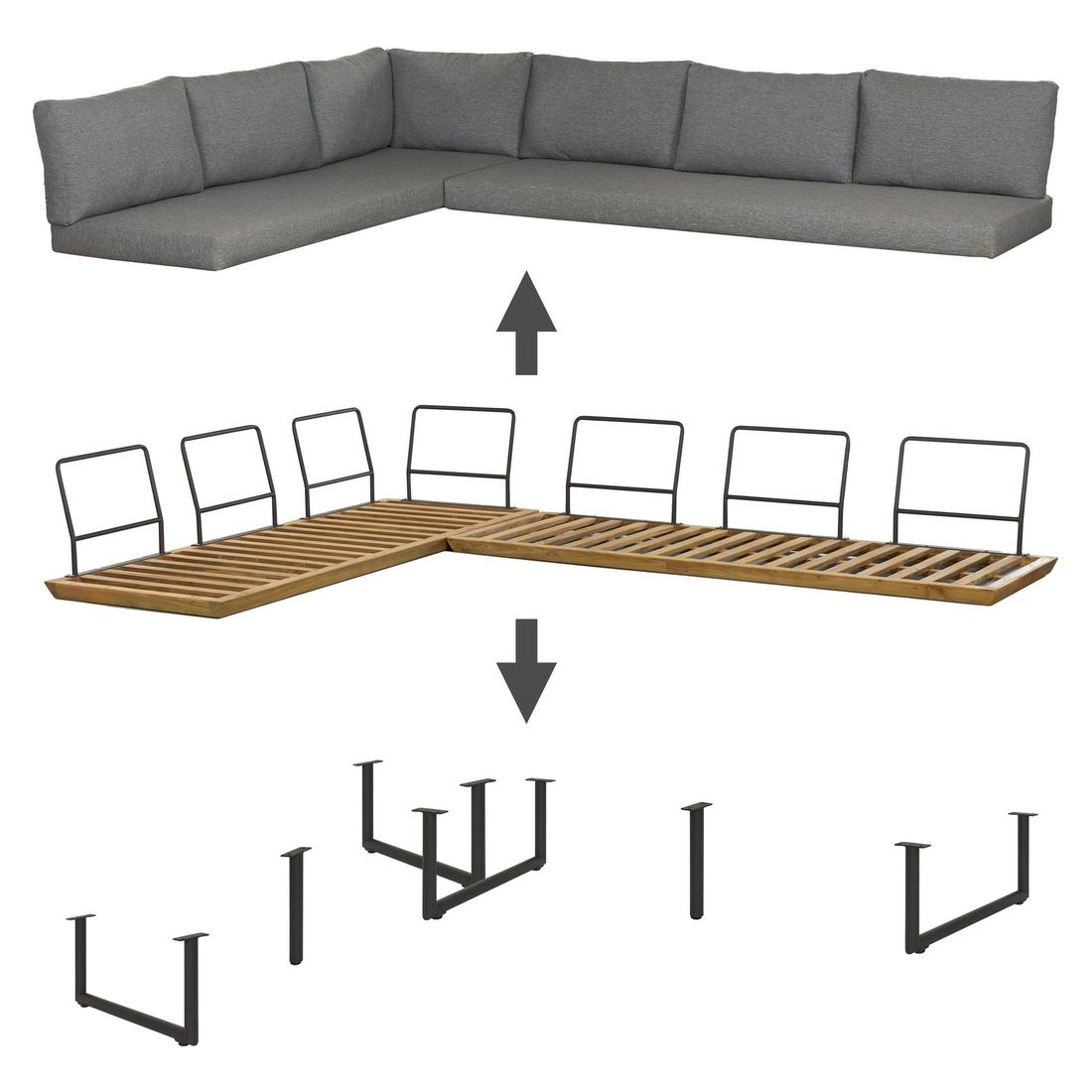 OUTLIV. Alkas Dininglounge Tisch 200x100cm Teak/Sunproof U-Beine
