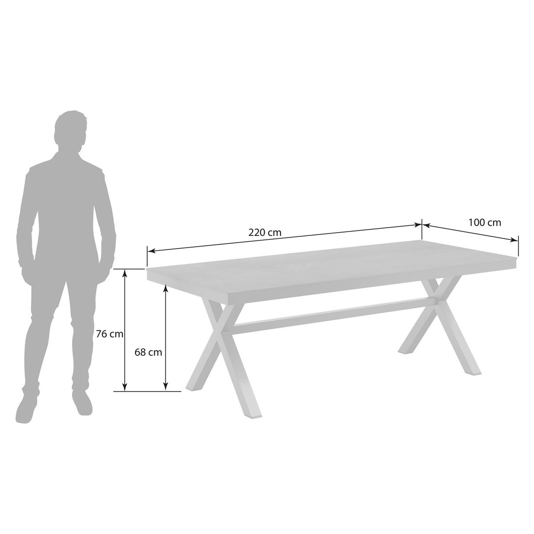 OUTLIV. Gartentisch 220x100cm Aluminium/HPL