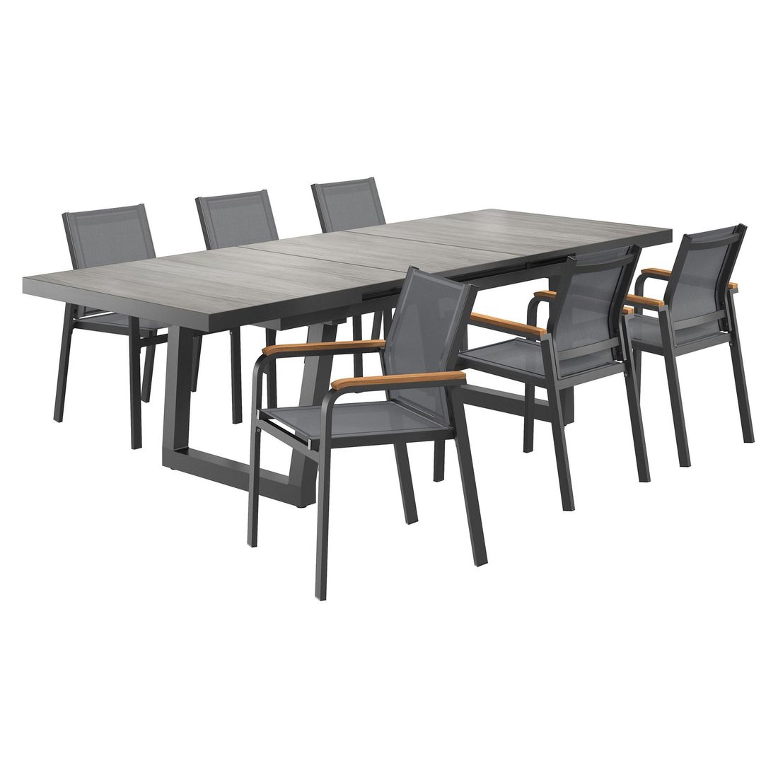 OUTLIV. Florenz Gartenmöbel-Set L (6 Plätze) Tisch 200/260x100cm Kufe