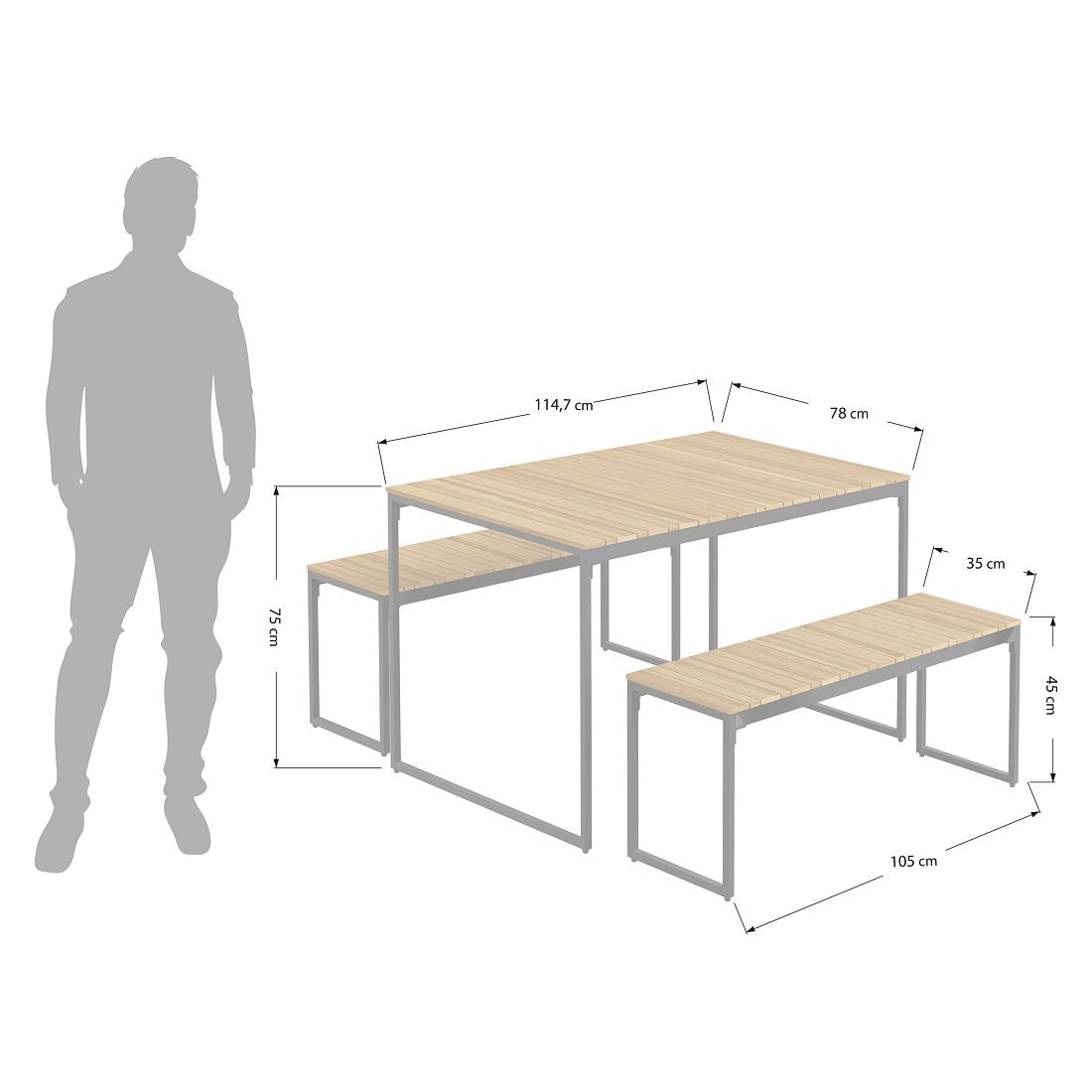 OUTLIV. Floris Gartenmöbel-Set M (4 Plätze) Tisch 115x78cm