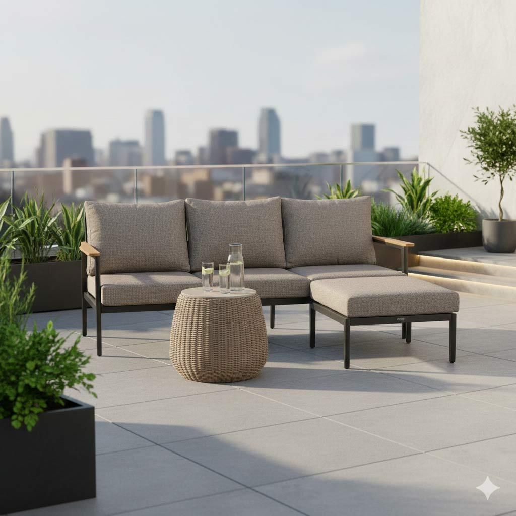 Siena Garden Liguria Loungeset inkl. Loungetisch Aluminium/Gardino-Geflecht/Polyester