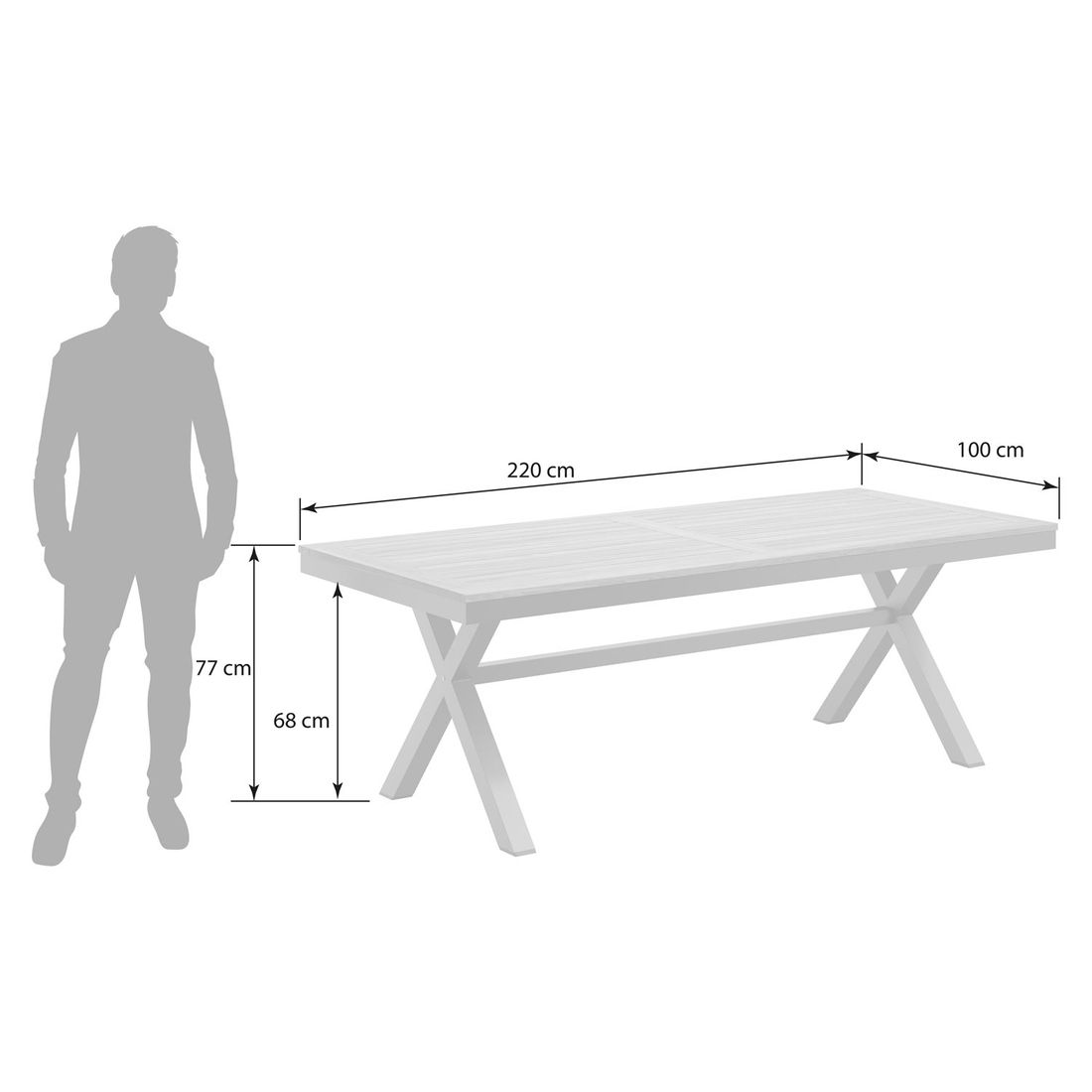 OUTLIV. Gartentisch 220x100cm Aluminium/Teak