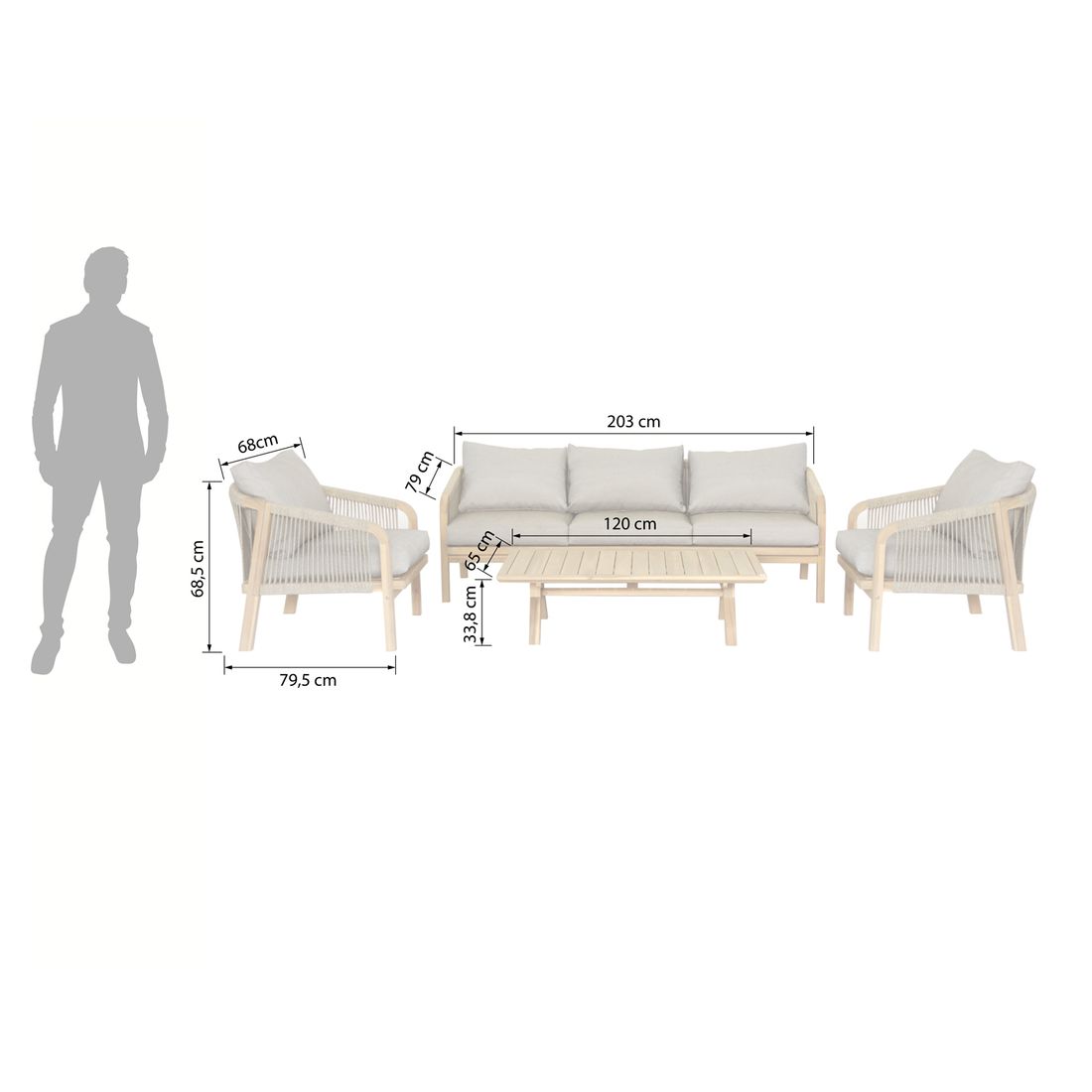 OUTLIV. Amelie Loungeset Akazie/Rope/Spunpolyester
