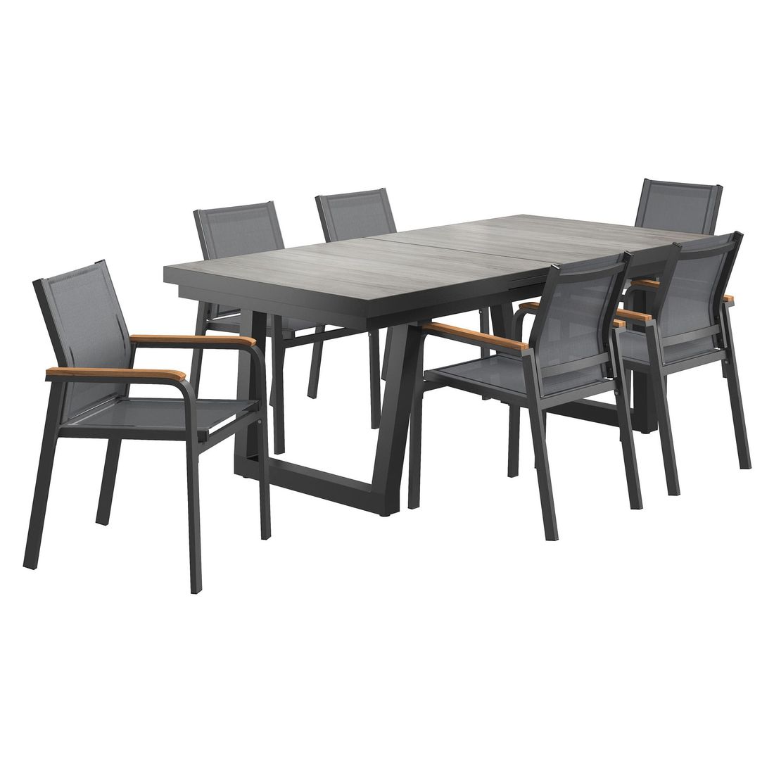 OUTLIV. Florenz Gartenmöbel-Set L (6 Plätze) Tisch 200/260x100cm Kufe