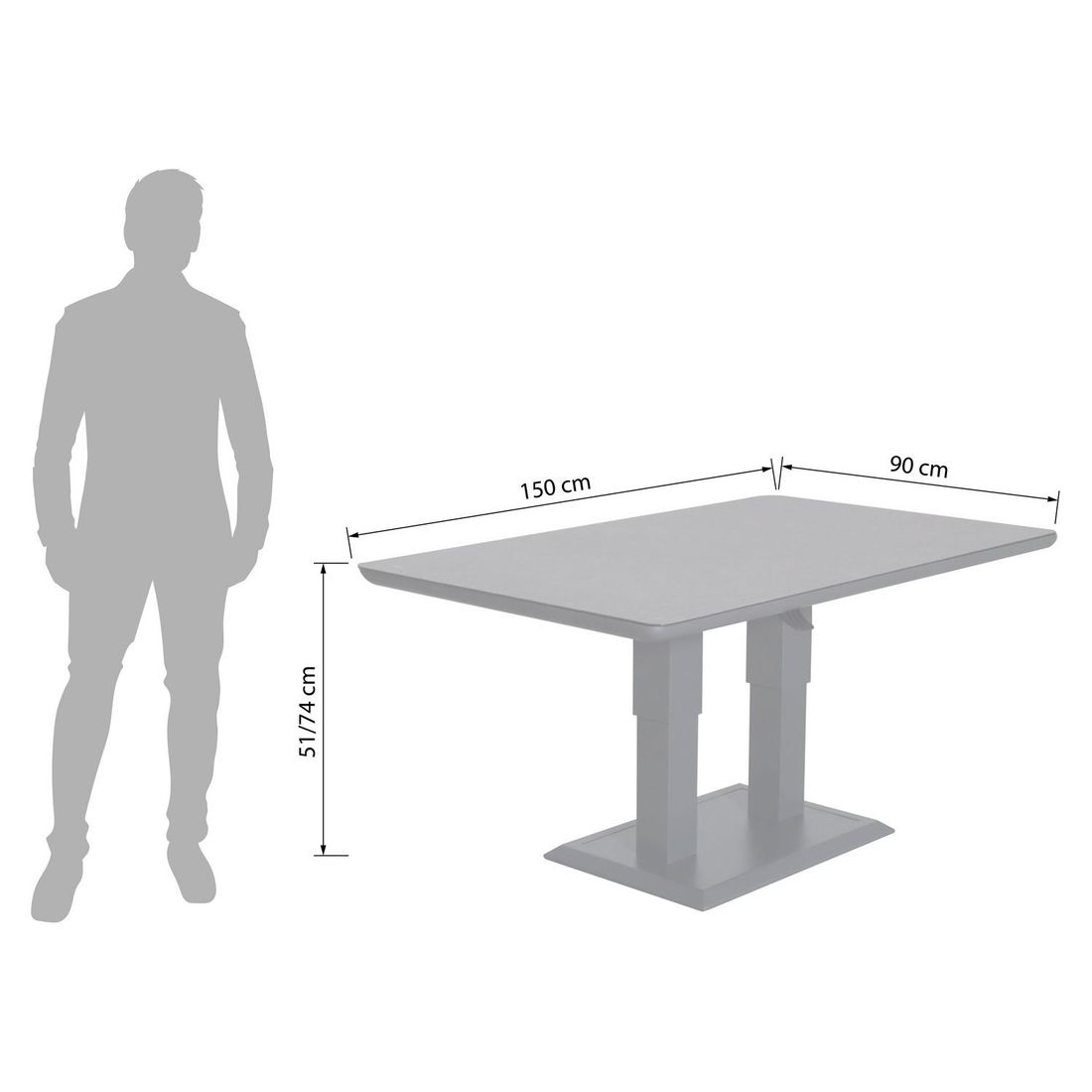 Siena Garden Valencia Loungeset verstellbar inkl. OUTLIV. Lifttisch Aluminium/Polypropylen