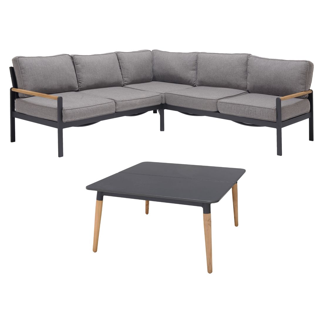 LifestyleGarden Amber Ecklounge inkl. Loungetisch Aluminium/Olefin/Teak