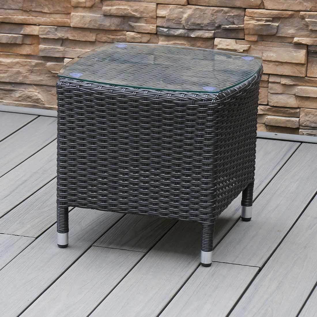 OUTLIV. Spain Beistelltisch 45x45cm Geflecht/Glas