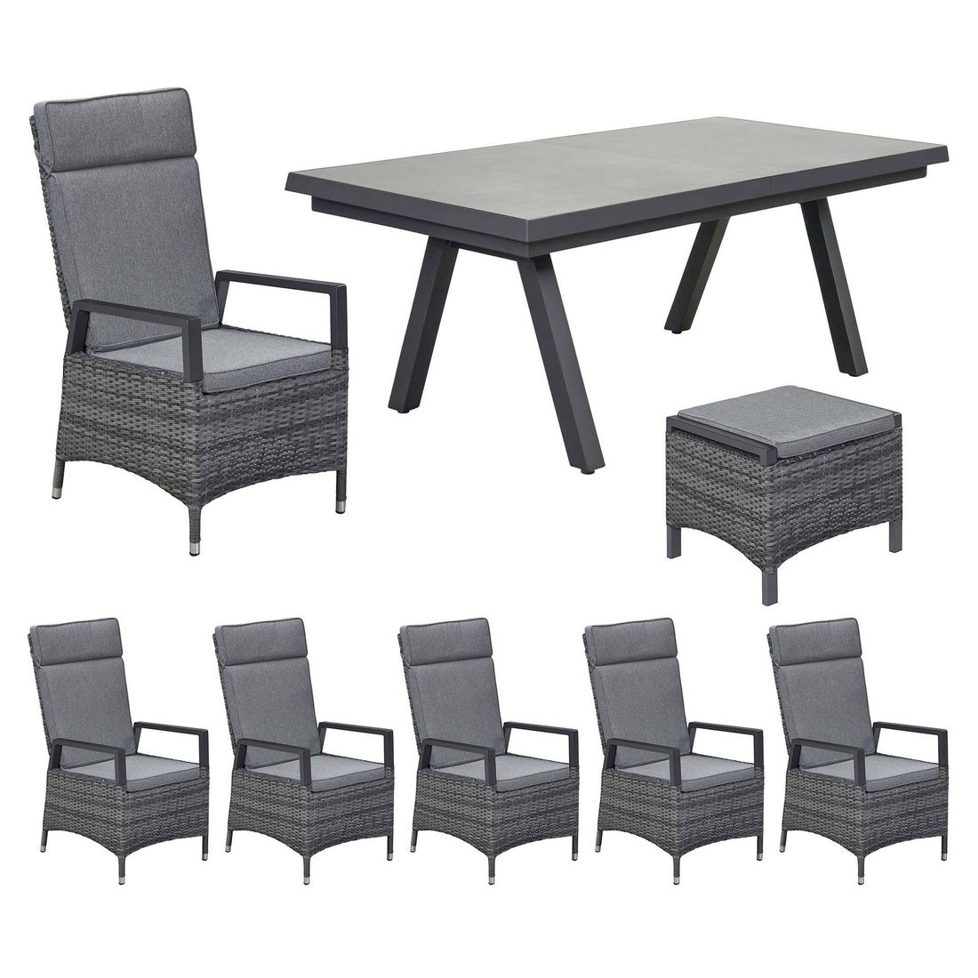 LC Garden Vivera-Stone Gartenmöbel-Set L (6 Plätze) Tisch 200/260x100cm