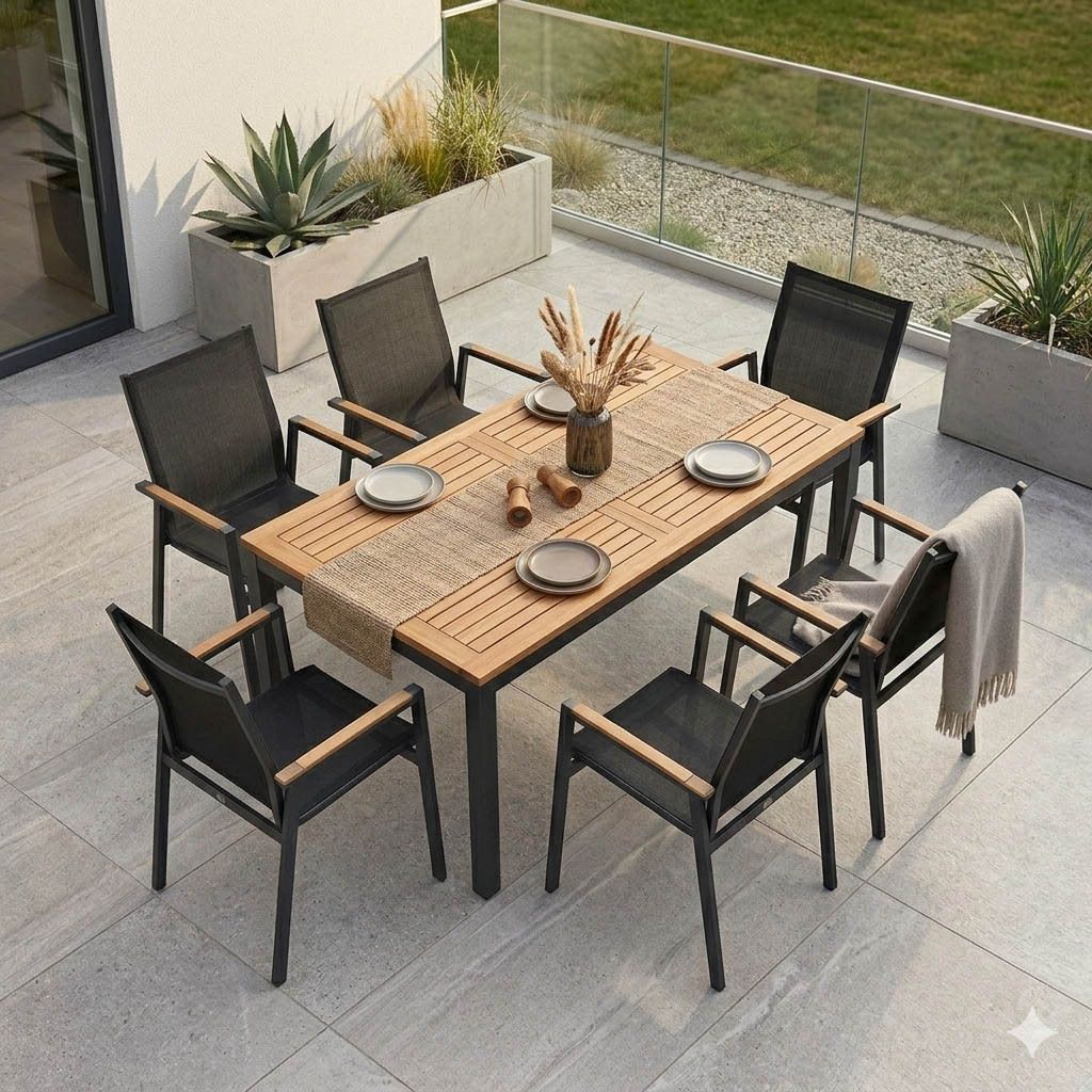 Siena Garden Rondo Gartenmöbel-Set L (6 Plätze) Tisch 220x100cm