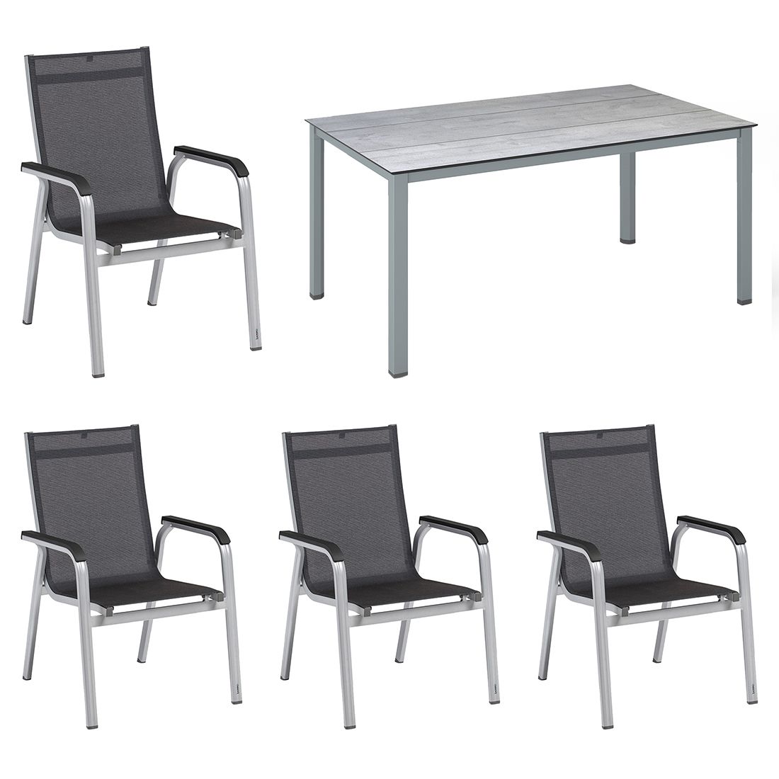 Kettler Basic+ Premium Gartenmöbel-Set M (4 Plätze) Tisch 160x95cm