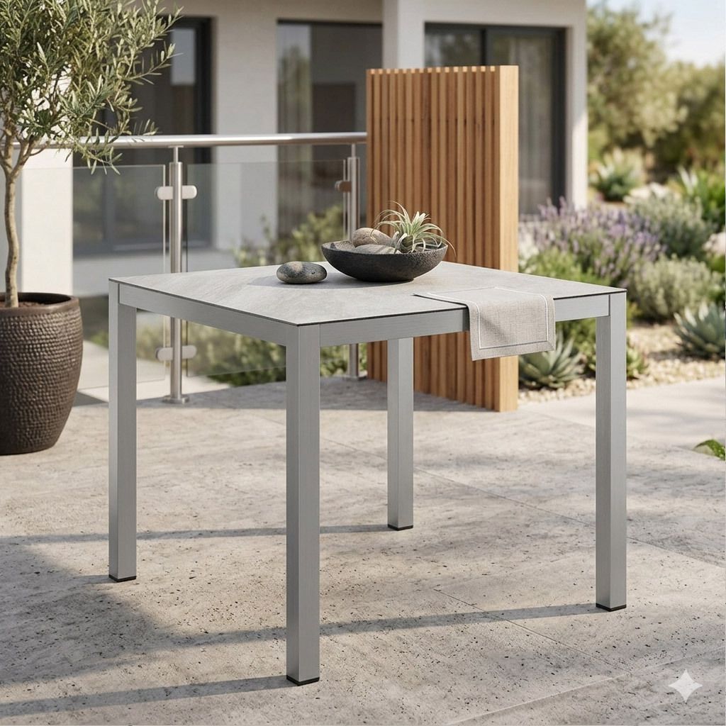 OUTLIV. Gartentisch Edelstahl/Glaskeramik