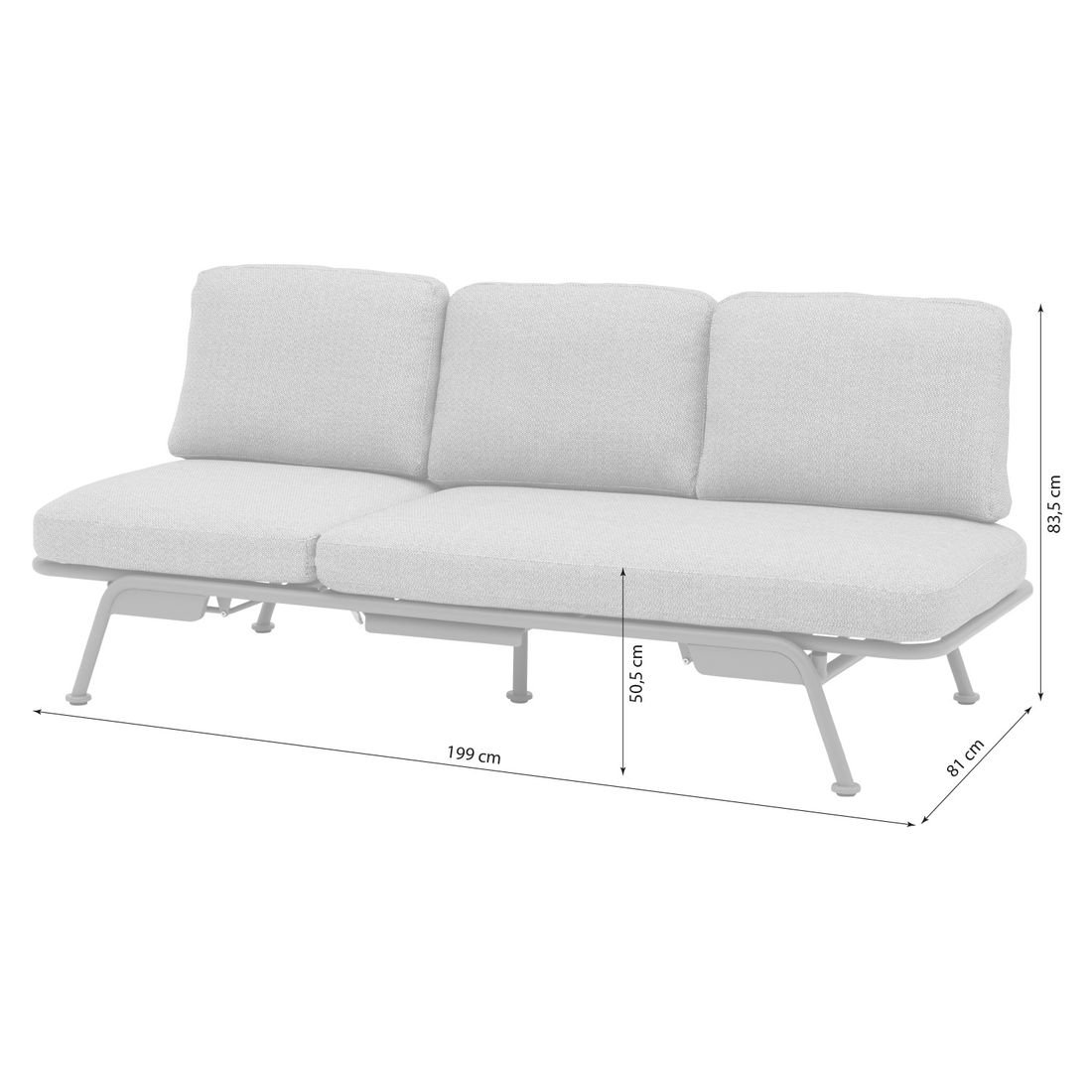 Zebra Somerset Diningsofa Aluminium/Sunproof