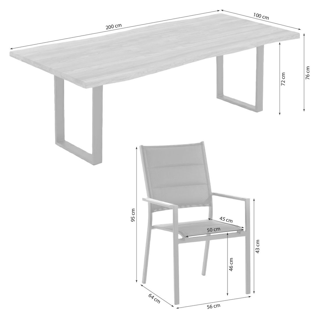 Niehoff Nantes Gartenmöbel-Set L (6 Plätze) mit OUTLIV. Tisch 200x100 cm