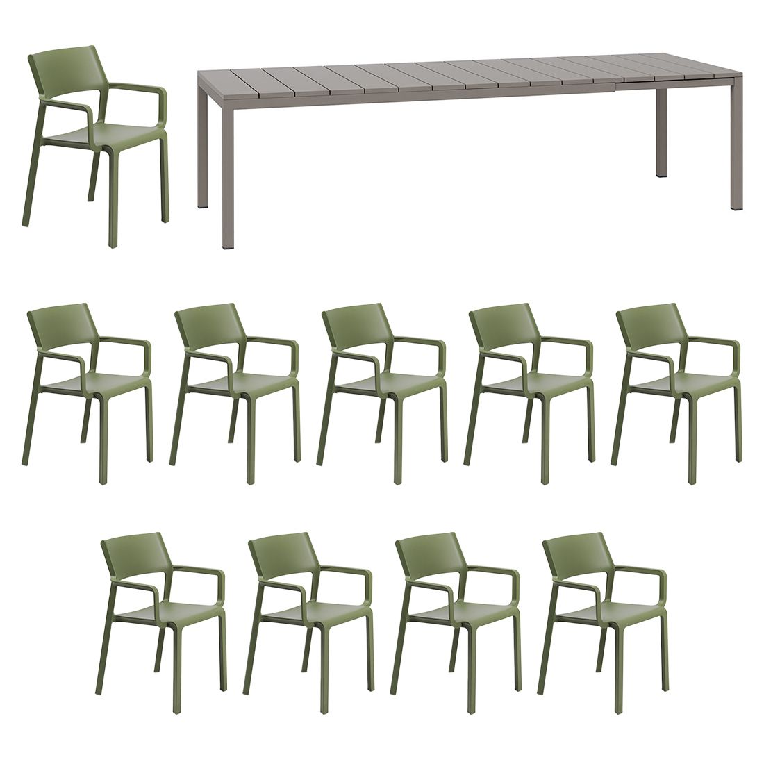 Nardi Trill Gartenmöbel-Set XXL (10 Plätze) Tisch 210/280/100cm