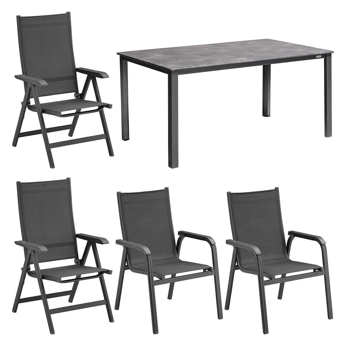 Kettler Basic Plus Gartenmöbel-Set M (4 Plätze) Tisch 160x90cm