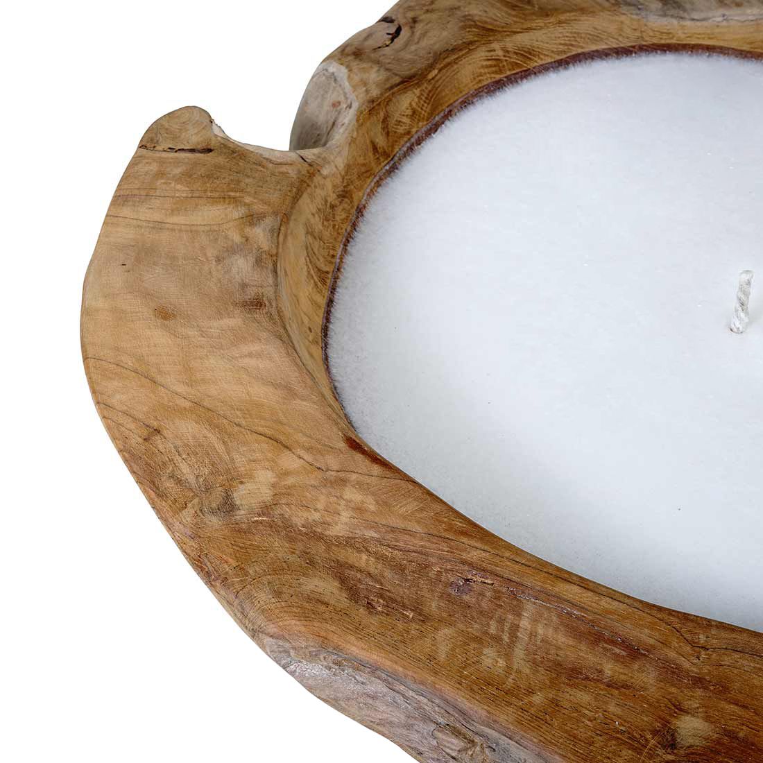 OUTLIV. Deko Kerze mit Schüssel Teak Wurzel
