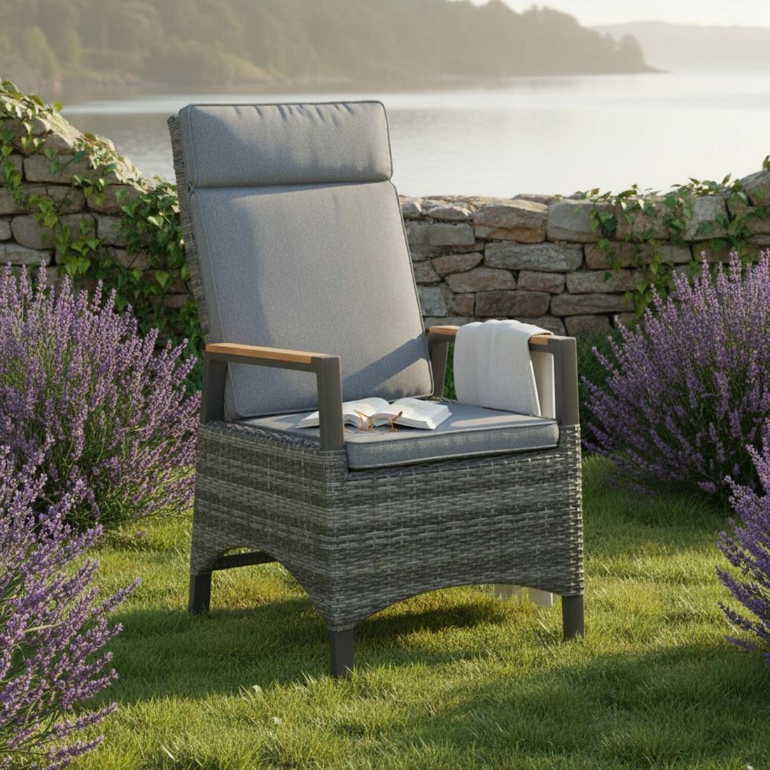 LC Garden Keramo Gartensessel verstellbar Aluminium mit Sitz- und Rückenkissen