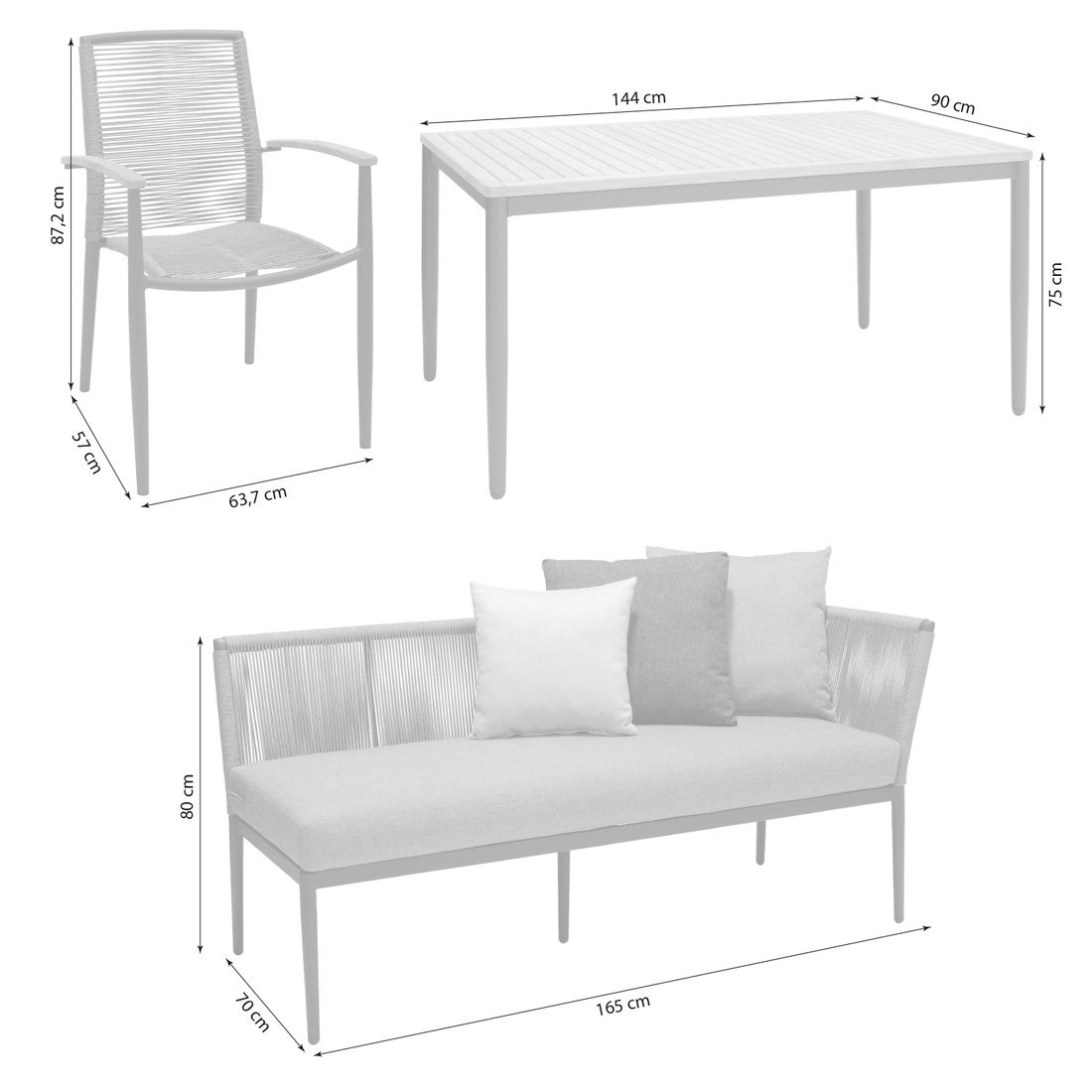 LifestyleGarden Topaz Gartenmöbel-Set L (6 Plätze) Tisch 144x90cm