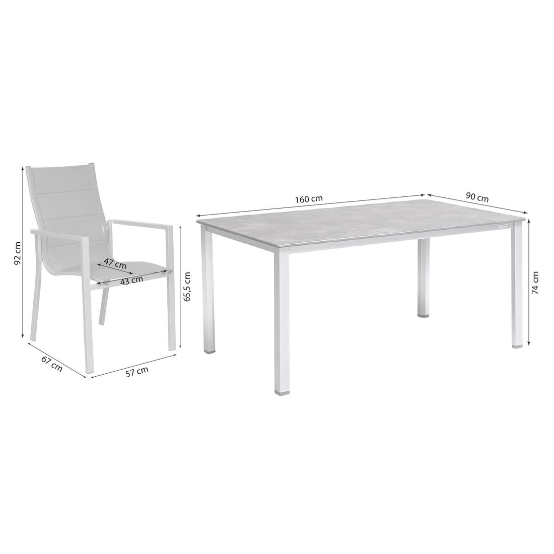 OUTLIV. Melbourne Gartenmöbel-Set M (4 Plätze) mit Kettler Tisch 160x90cm