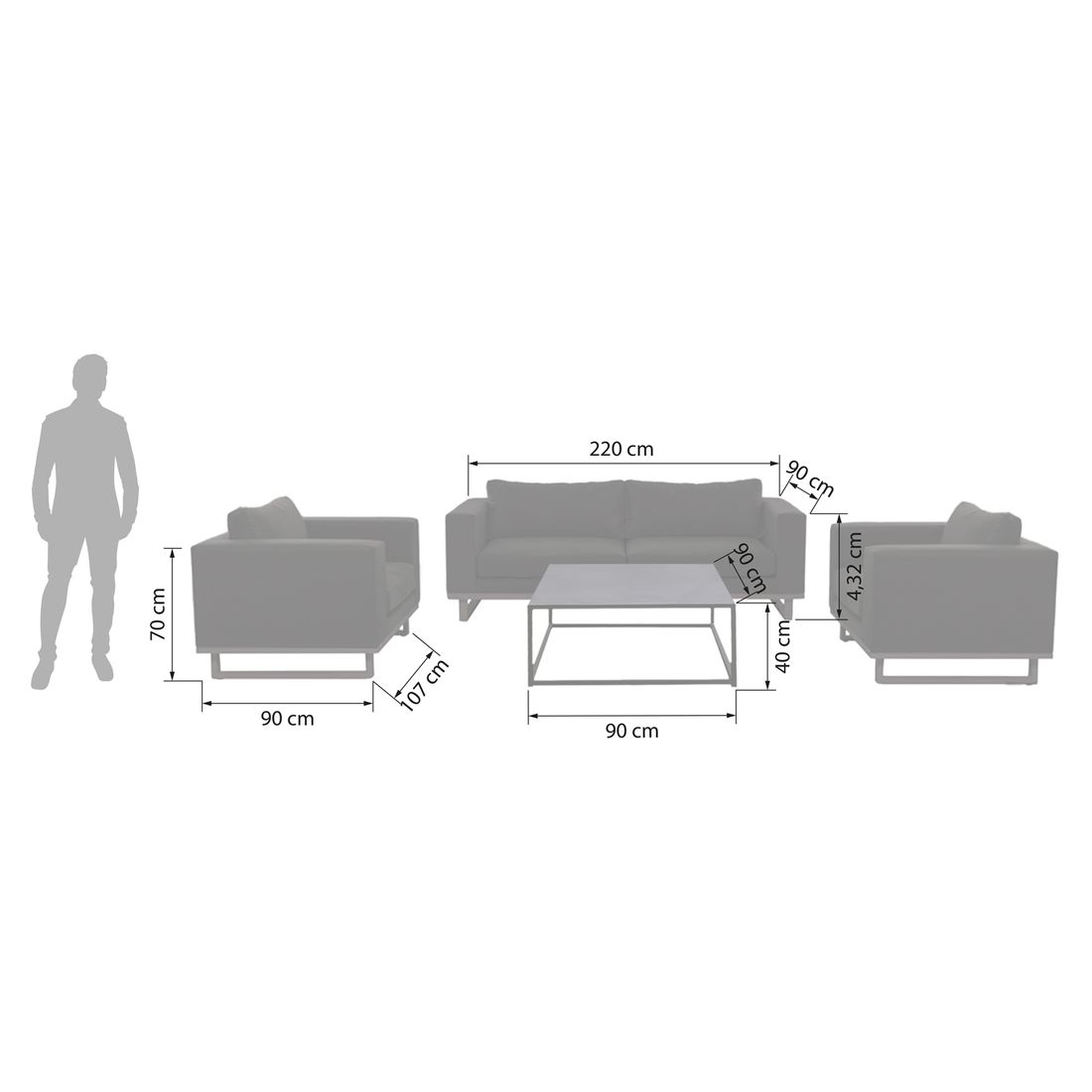 OUTLIV. Miami Loungeset Aluminium/Sunbrella