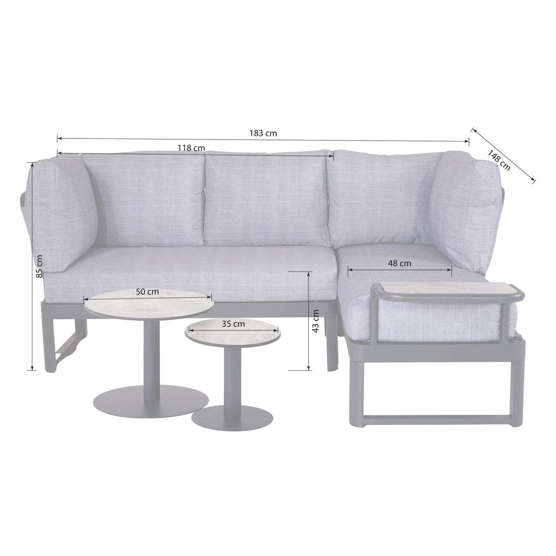 OUTLIV. Pandora Ecklounge Aluminium/Polyester