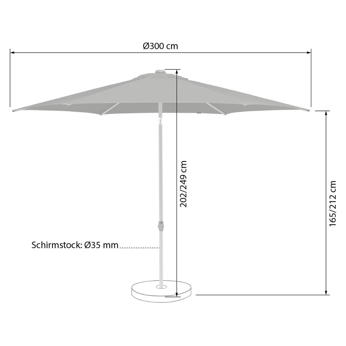 Suncomfort Pop Up Mittelstockschirm Ø300cm