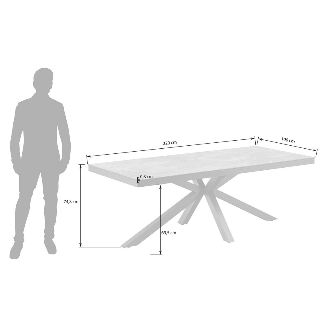 OUTLIV. Gartentisch 220x100cm Aluminium/Dekton