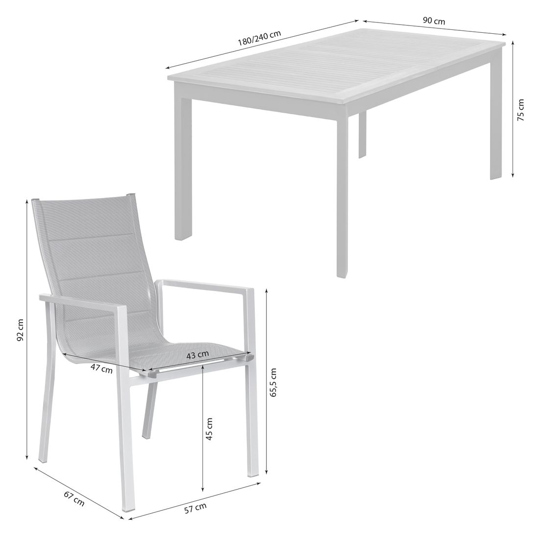 LC Garden Unicamo Gartenmöbel-Set L (6 Plätze) Tisch 180/240x90cm