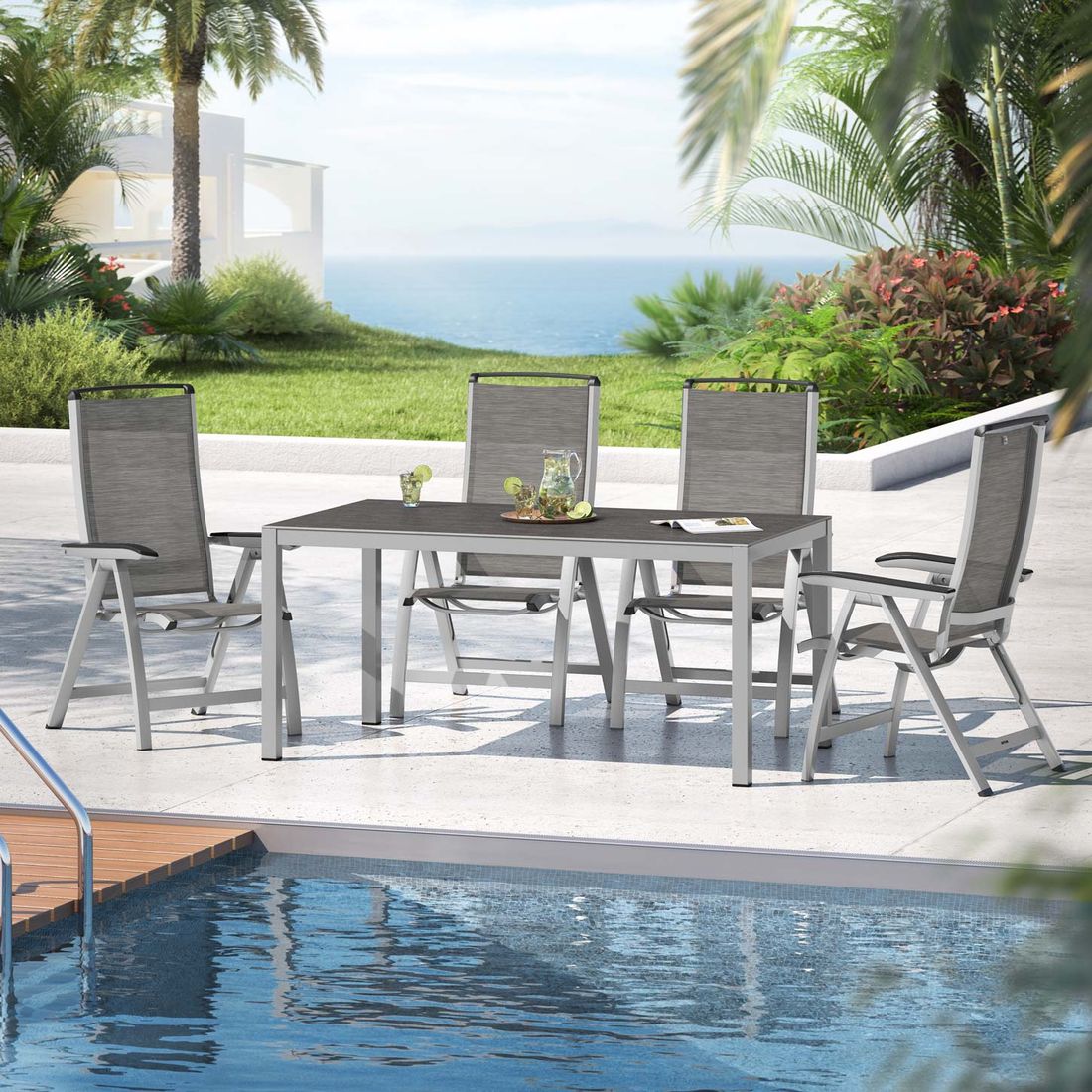 Kettler Forma II Gartenmöbel-Set M verstellbar (4 Plätze) mit OUTLIV. Tisch 160x90cm