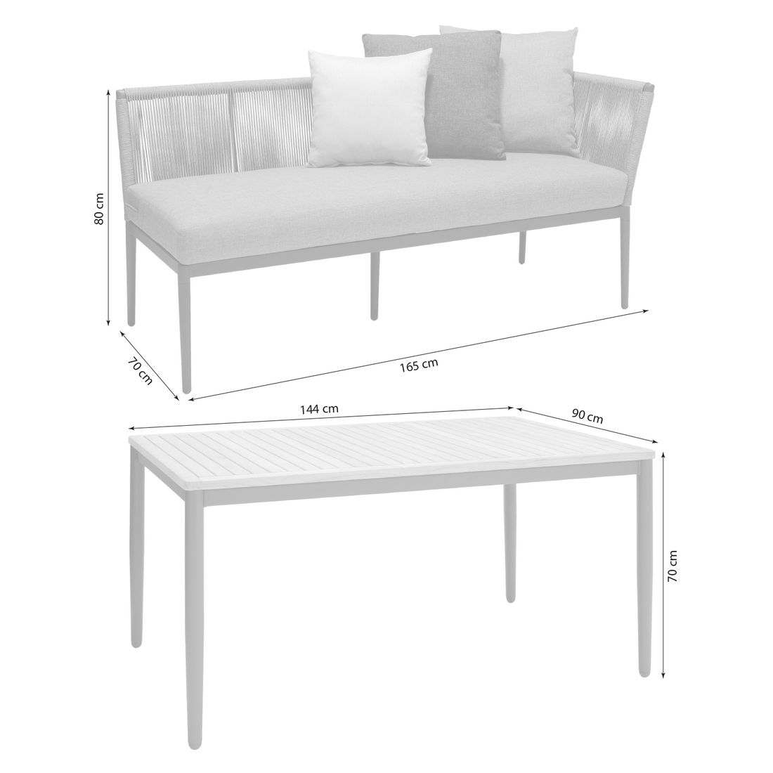 LifestyleGarden Topaz Dininglounge Aluminium/Rope/Olefin