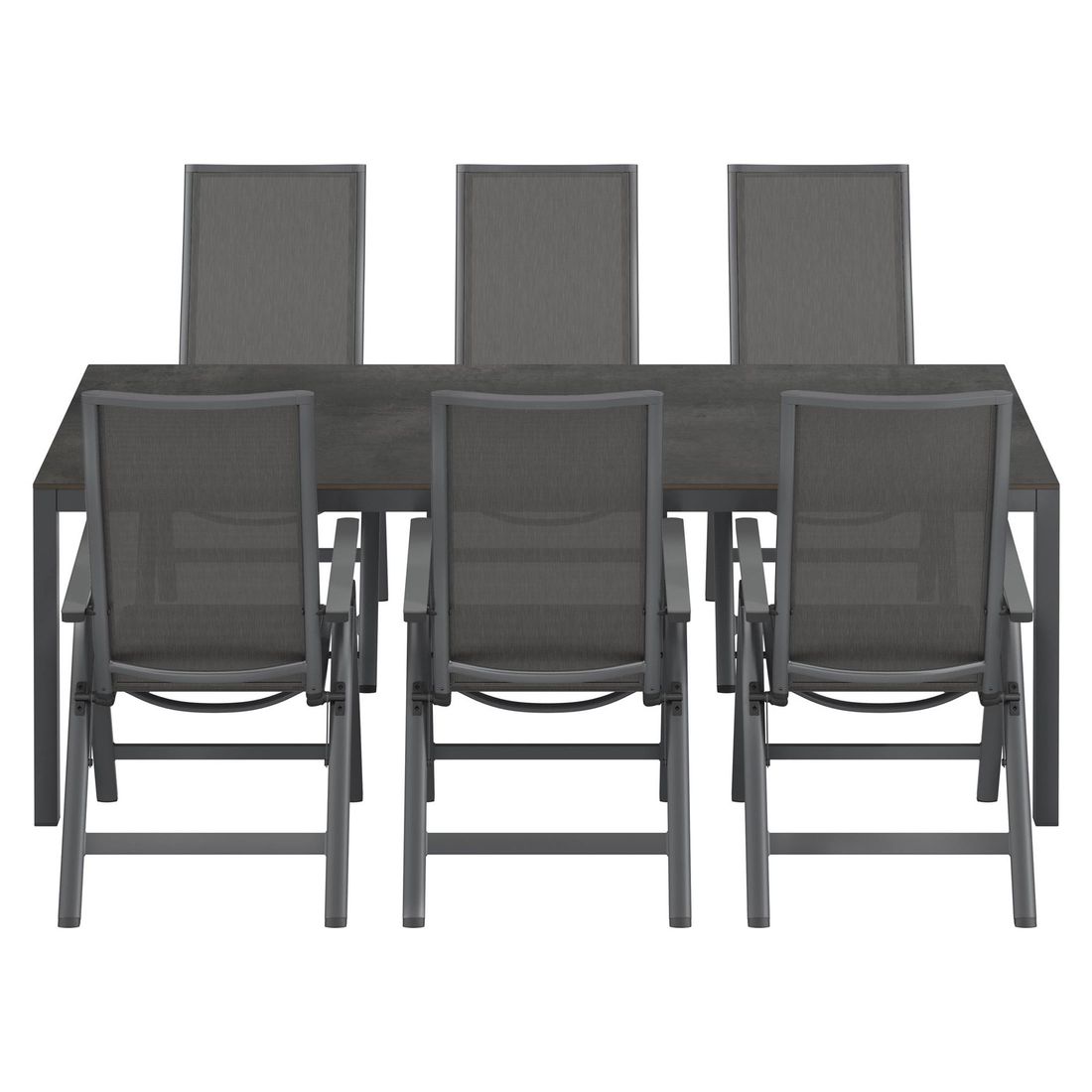 OUTLIV. Jacob Gartenmöbel-Set L verstellbar (6 Plätze) Tisch 220x100cm