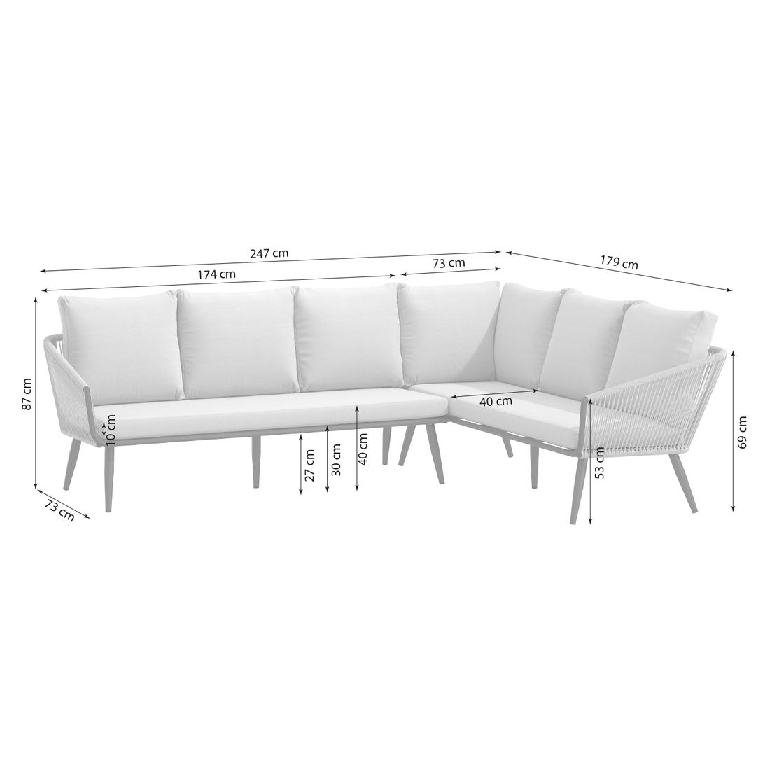 OUTLIV. Alex Ecklounge Aluminium/Rope/Olefin