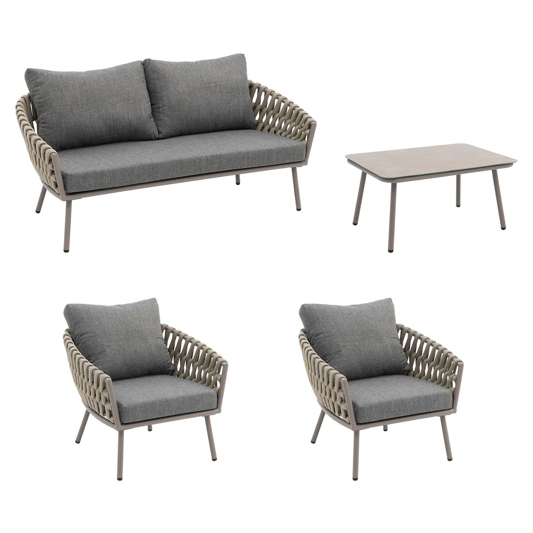 OUTLIV. Valencia Loungeset 4-tlg. Aluminium/Rope