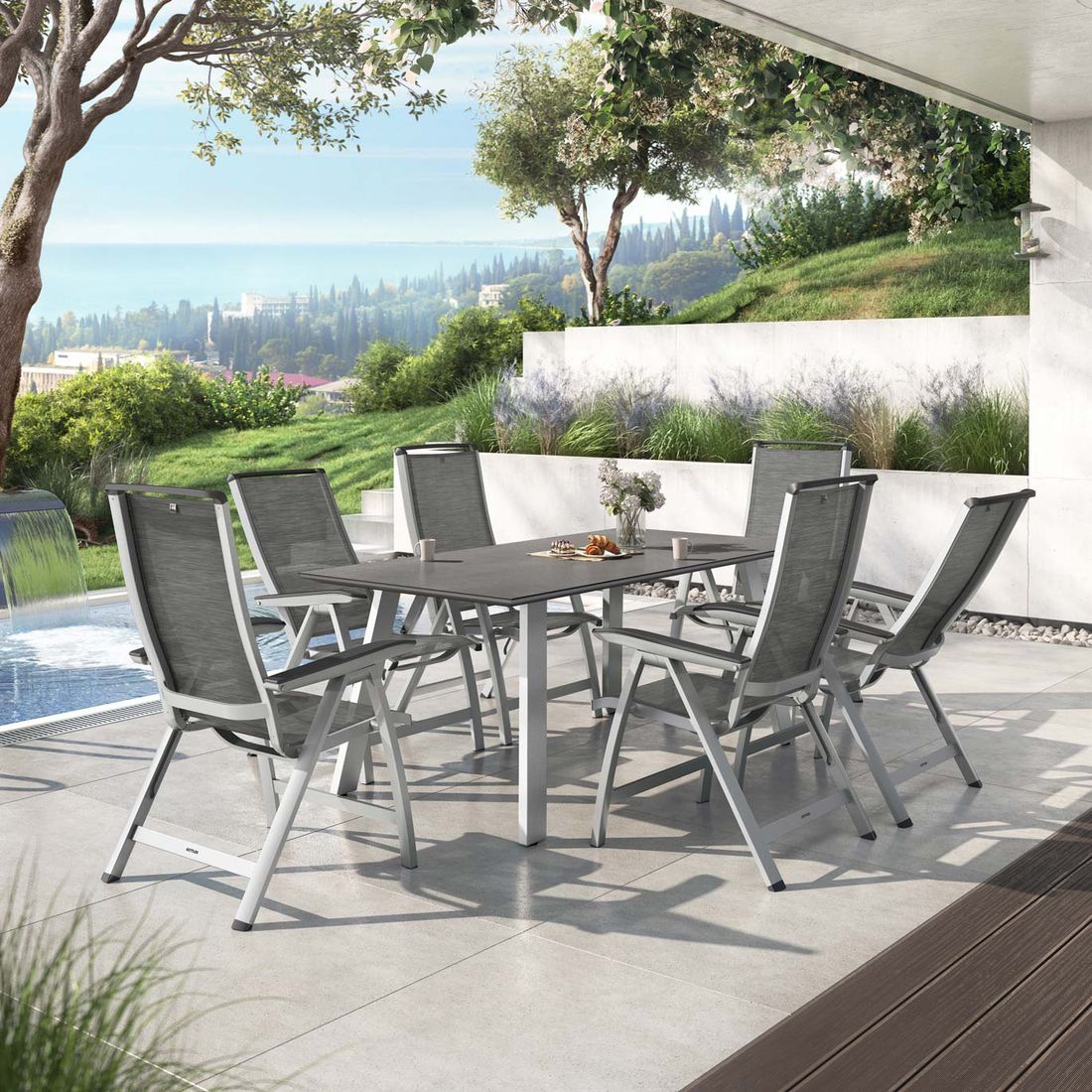 Kettler Forma II Gartenmöbel-Set L (6 Plätze) mit OUTLIV. Tisch 180x90cm