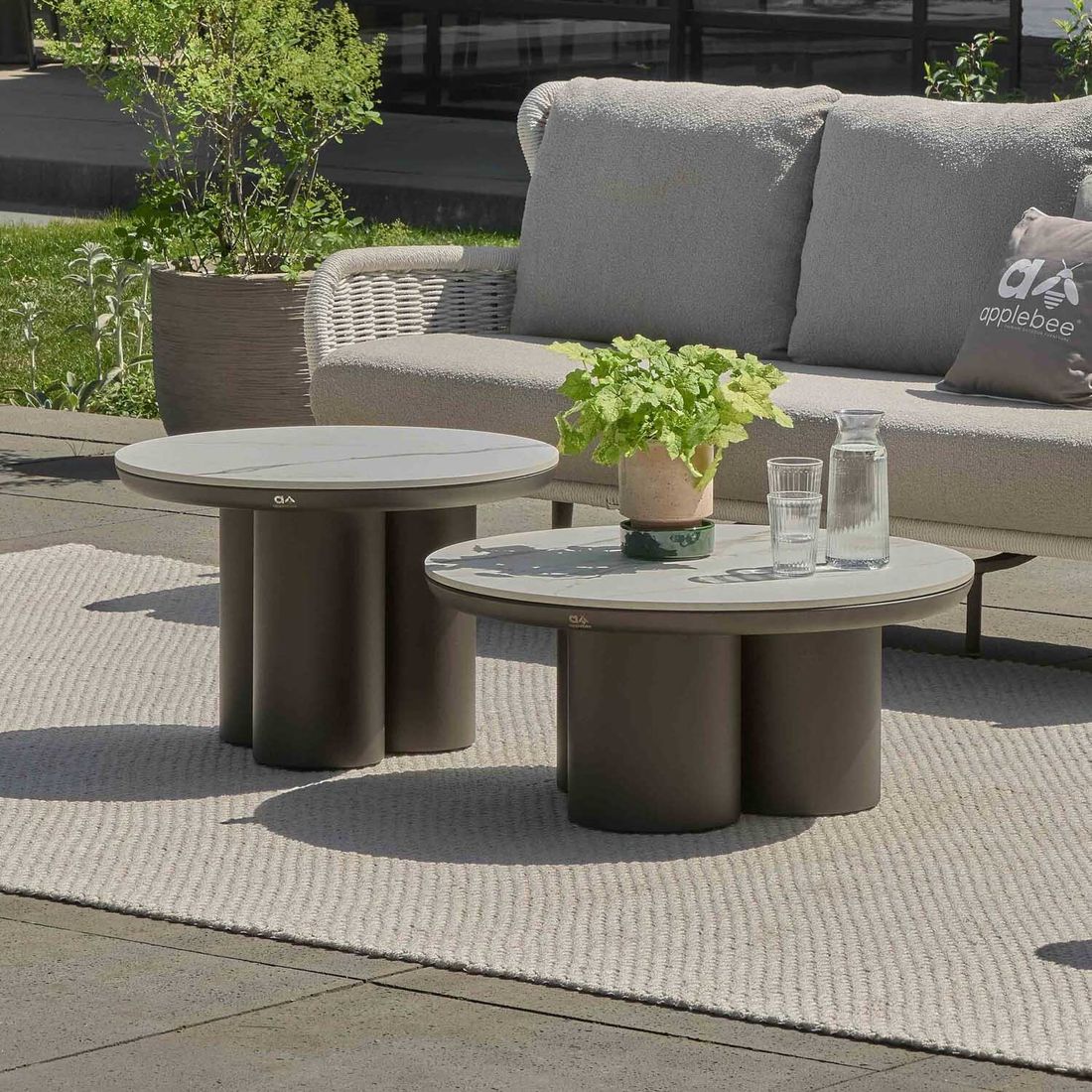Apple Bee Tonga Loungetisch-Set 2-tlg. Aluminium/Sinterstone