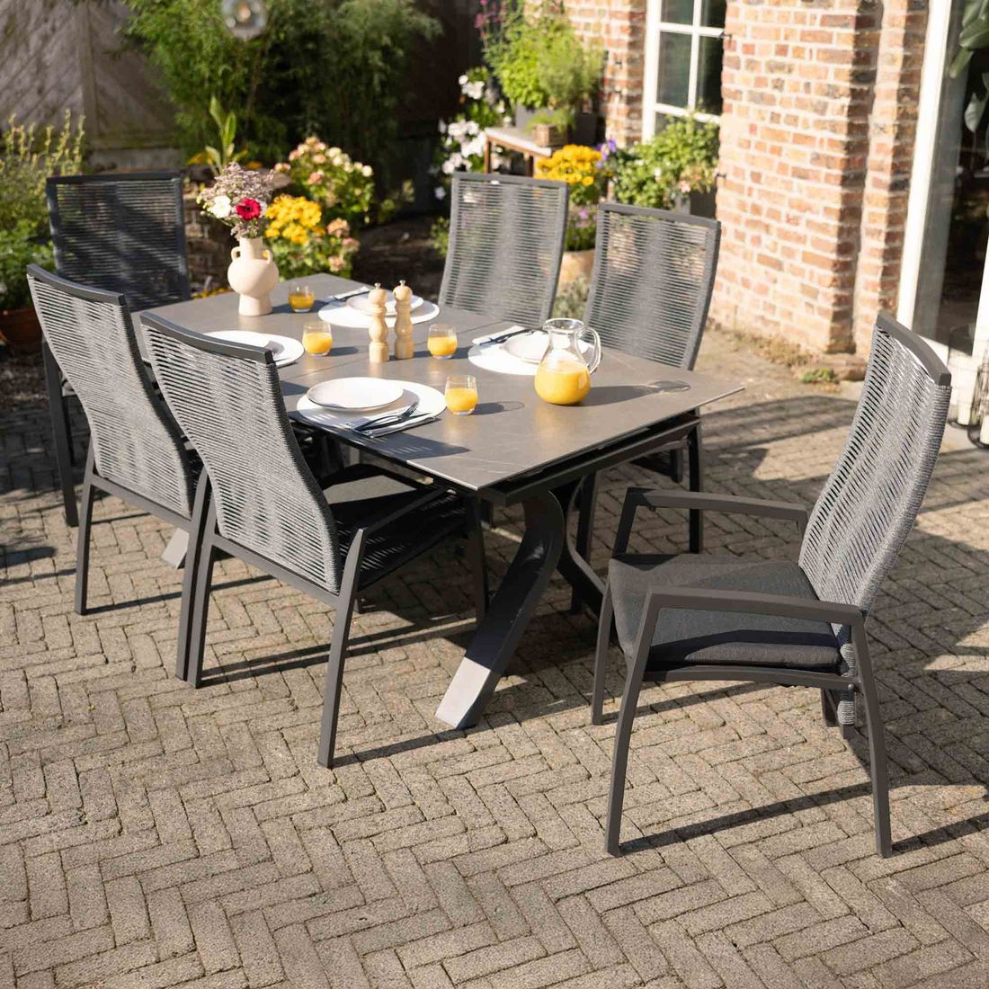 Interliving 7011 Gartensessel verstellbar Aluminium/Rope