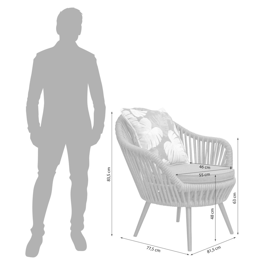 LC Garden Bari Loungesessel Aluminium/Rope