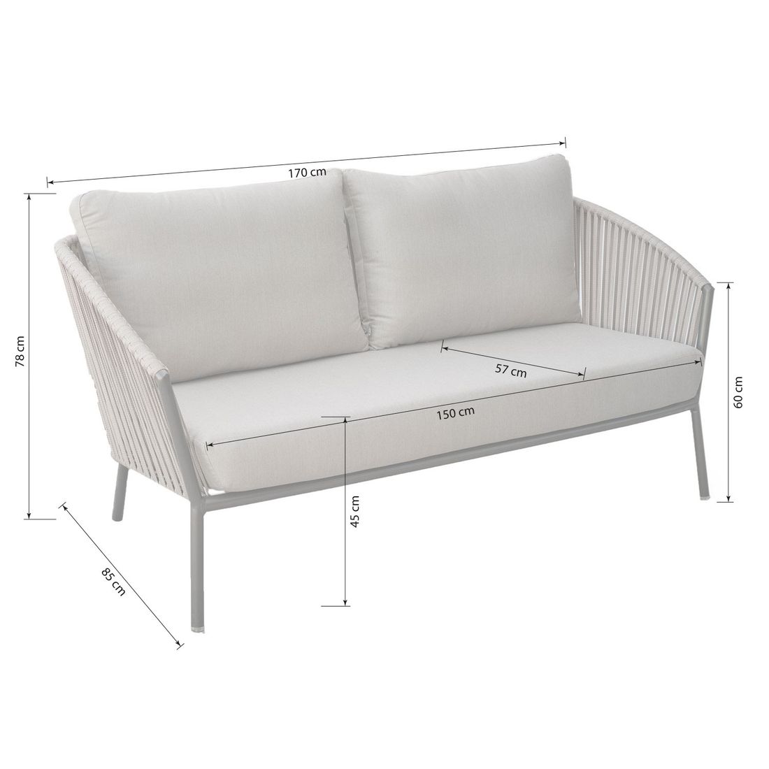 Stern Cliff Gartenloungesofa Aluminium/Rope/Polyacryl