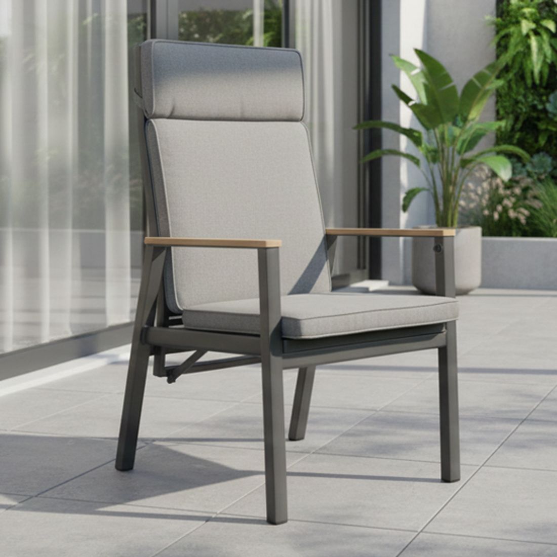 Interliving 7014 Gartensessel Sitztiefe verstellbar Aluminium mit Sitz- und Rückenkissen
