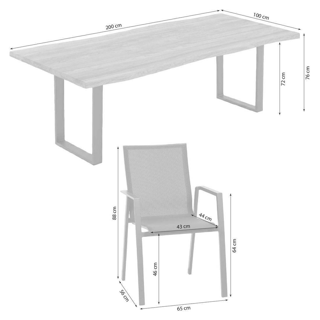 Siena Garden Gartenmöbel-Set L (6 Plätze) mit OUTLIV. Tisch 200x100 cm