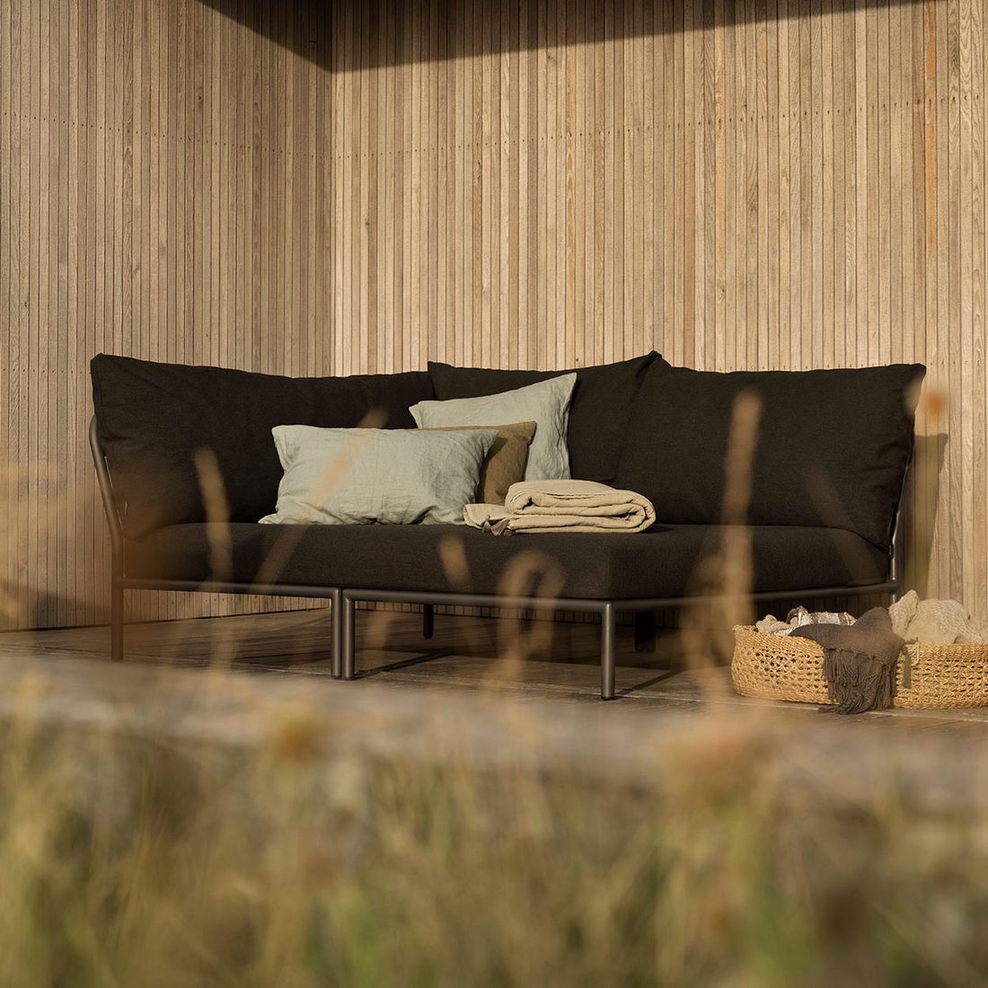 Houe Level 2 Cozy Eck-/Endmodul Aluminium/Sunbrella