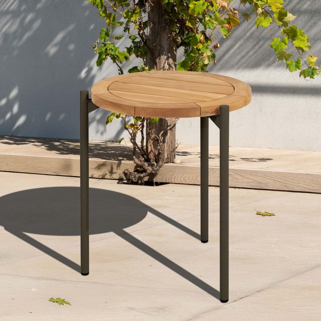 4Seasons Yoga Loungetisch Ø45cm Aluminium/Teak