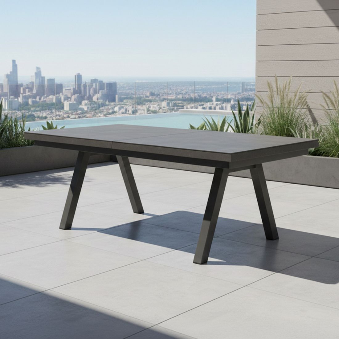 Interliving 7011 Ausziehtisch 200/260x100cm Aluminium/Sinterstone