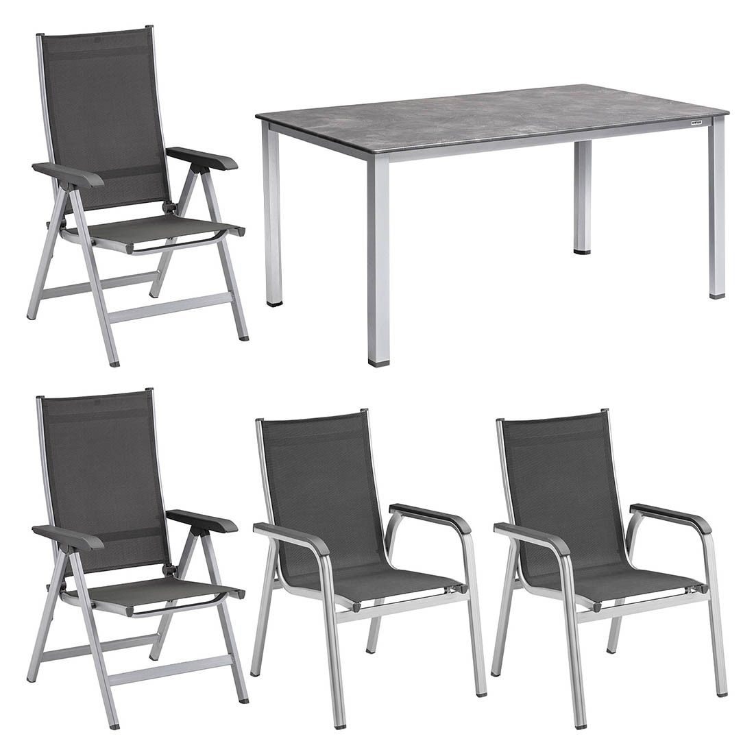 Kettler Basic Plus Gartenmöbel-Set M (4 Plätze) Tisch 160x90cm