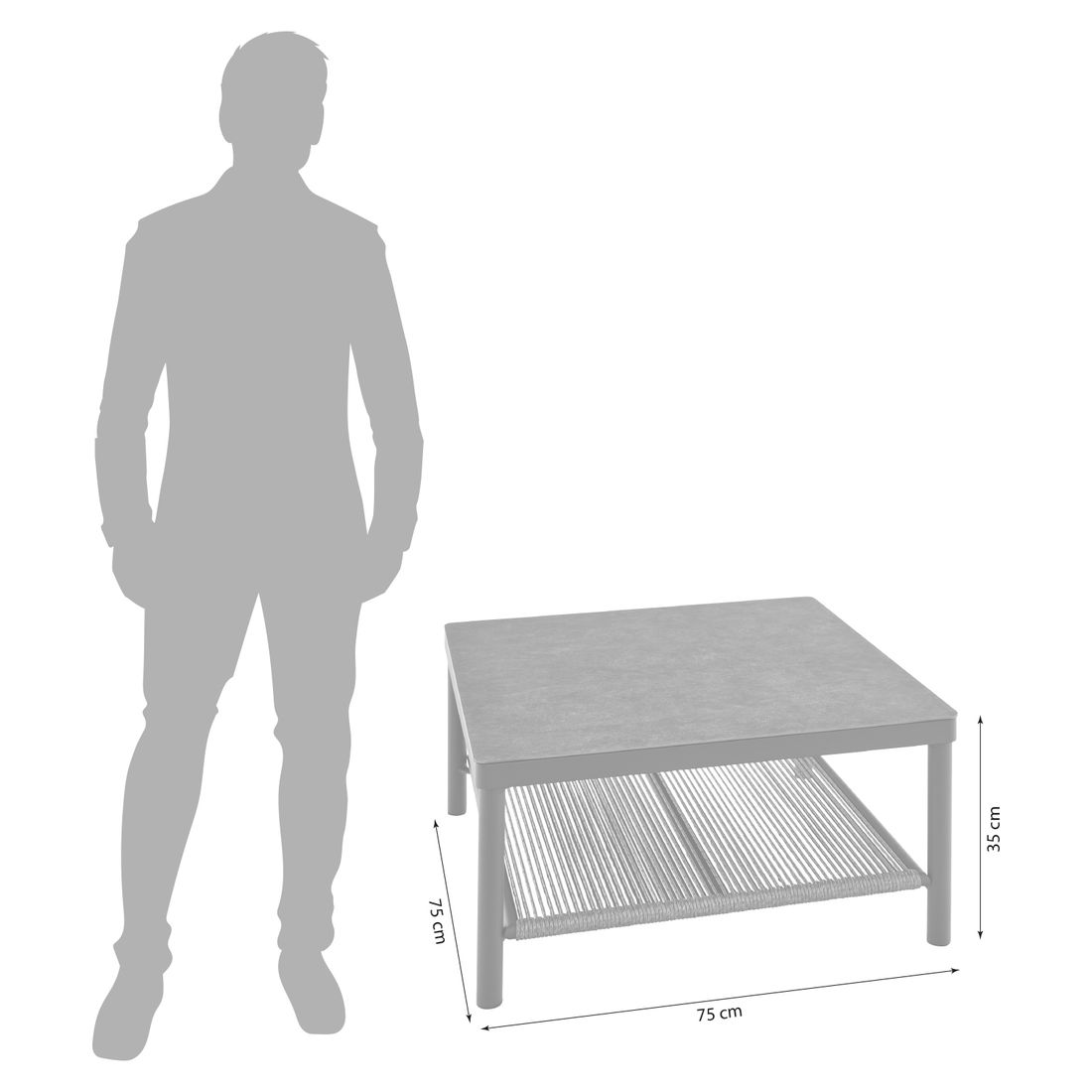 Siena Garden Kansas Loungetisch 75x75cm Aluminium/Glas