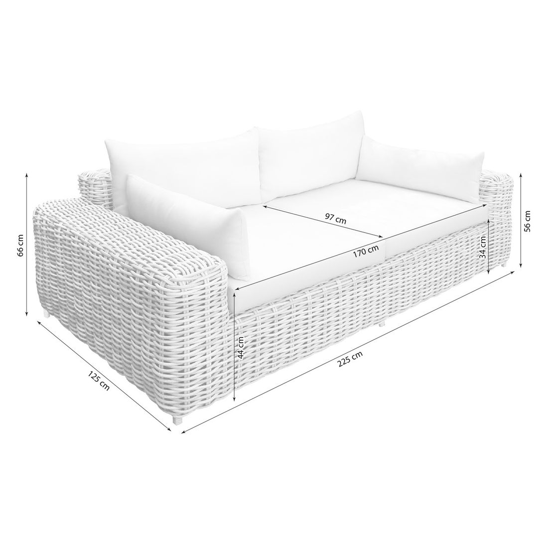 OUTLIV. Versailles Gartenloungesofa Geflecht/Spun Polyester