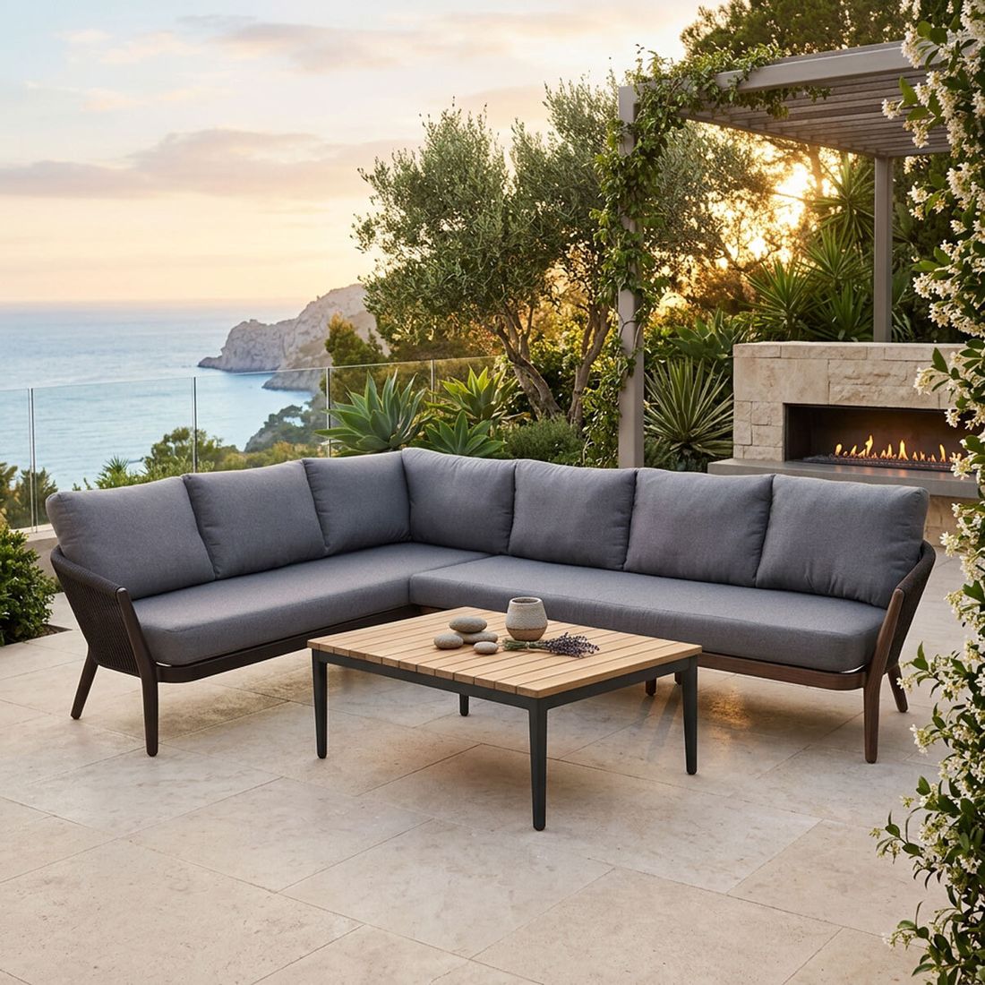 OUTLIV. Monet Ecklounge inkl. Loungetisch Aluminium/Rope/Olefin