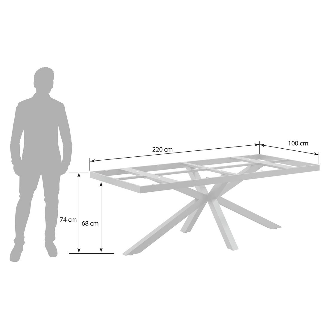 OUTLIV. Gartentisch-Gestell 220x100cm Aluminium